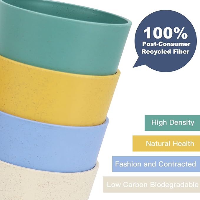 Wheat Straw Cups 6 PCS Good Alternative to Plastic Reusable Cups 12 oz Unbreakable Drinking Cup Reusable Dishwasher Safe Water Plastic Glasses with 6 Colors