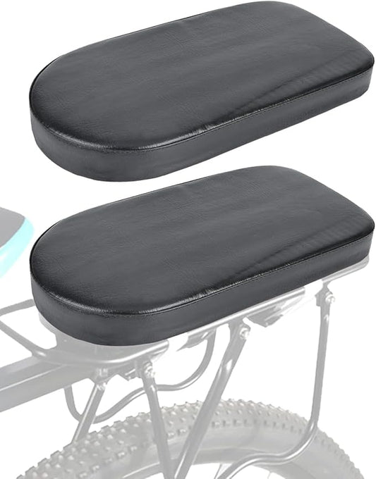 Bicycle Manned Cushion, Black PU Bike Rear Saddle Mountain Bike Back Shelf Seat Cushion, Wide Soft Pad Bicycle Accessory for School Sports Trail Riding