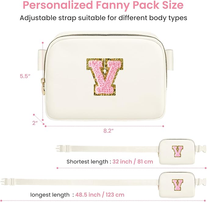 Birthday Gifts for 6 7 8 9 10 11 12 13 Year Old Girls, Fashion Waist Packs Crossbody Bags for Women Girls Kids, Fanny Pack Belt Bag Gift Idea for Tween Daughter Granddaughter Niece (Beige, V)