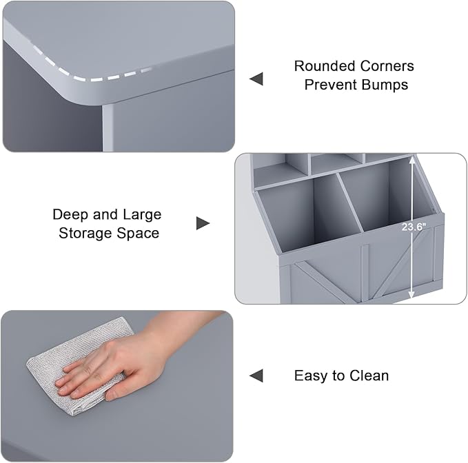 Kids Bookshelf and Toy Storage, Toy Storage Organizer, Toy Organizer with Storage Cabinet and Toy Shelf, Toddler Book Shelf for Kids Rooms, Playroom, Bedroom, Nursery, Daycare, Living Room, Grey