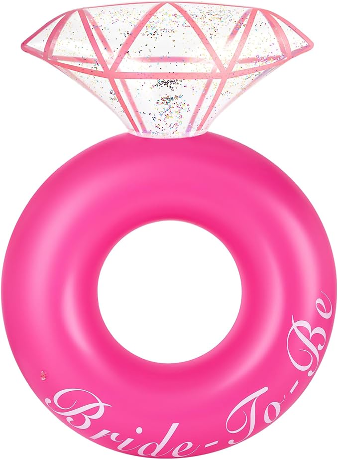 HeySplash Pool Floats, Inflatable Diamond Ring Pool Float, Large Engagement Ring Floatie for Bachelorette Party, Swim Tube River Lake Wedding Bride Stagette Decor Fun Toy Raft for Adults, Magenta