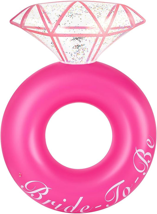 HeySplash Pool Floats, Inflatable Diamond Ring Pool Float, Large Engagement Ring Floatie for Bachelorette Party, Swim Tube River Lake Wedding Bride Stagette Decor Fun Toy Raft for Adults, Magenta