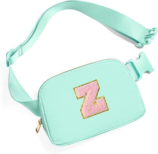 Gitus Belt Bag Fanny Pack Crossbody Bags with Initial Letter Patch Cute Stuff Birthday Gifts for Teenager Girls Trendy Preppy Stuff for Teen Girls Cool Stuff for Teens (Mint Green-Z)