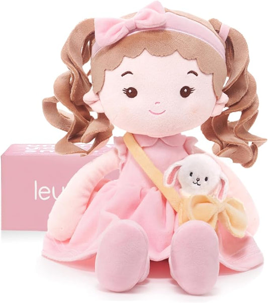 LeyaDoll Soft Baby Doll Toys (16''), My First Baby Rag Doll for 1 Year-Old Girl Birthday Gift, Christmas Plush Toys Gift for Toddler Kids Infants-Daydream-Milly and Her Pet-Bunny