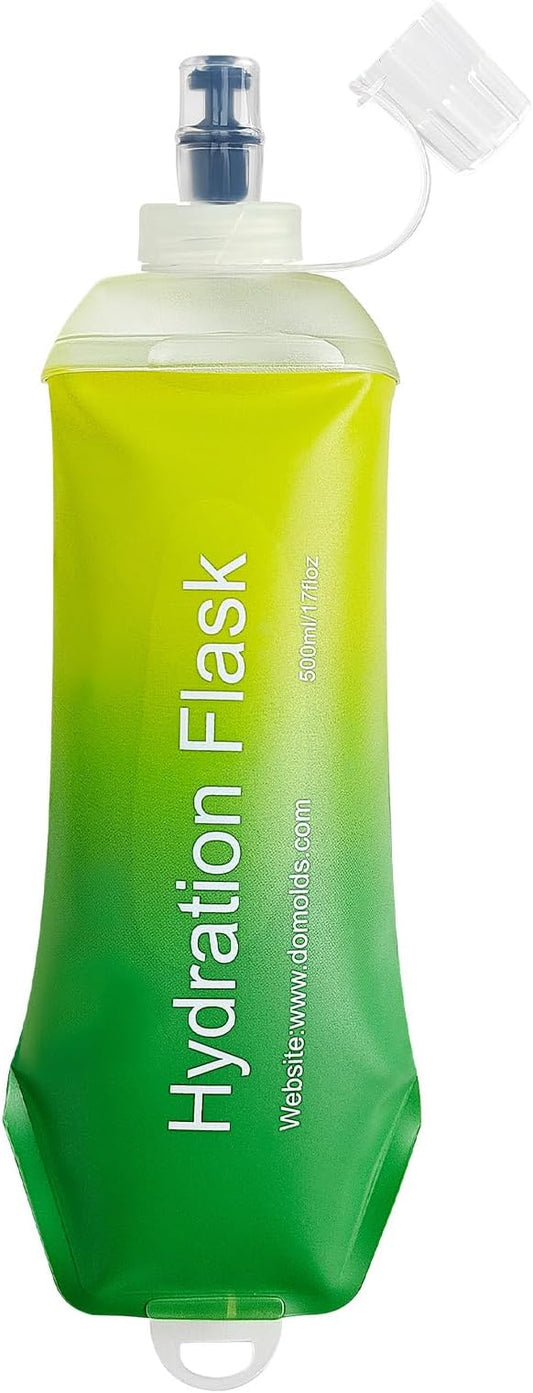 500ml Soft Flask Soft Water Bottle for Running, Hiking, Travelling, Cycling and Climbing - Gradient Green