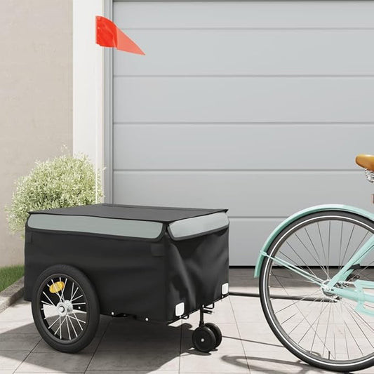 Bike Cargo Trailer, Bicycle Cart Bike Wagon Trailer, Bike Luggage Carrier, Loading Bike Storage Cart, Black and Gray, Maximum Load Capacity: 99.2 lb,-439