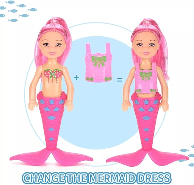 12 Pack Mermaid Dolls Pretend Playset - 6" Mini Figures Toy Bundle Set with Removable Accessories - Ideal for Kids, Girls, Party Favors and Imaginative Playtime