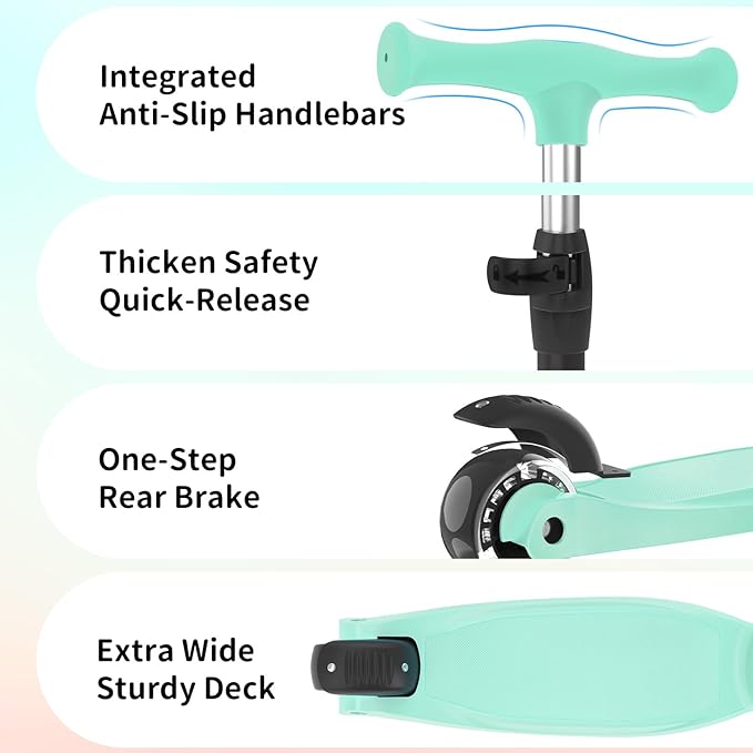 BELEEV Scooters for Kids 3 Wheel Kick Scooter for Toddlers Girls Boys, 4 Adjustable Height, Lean to Steer, Light up Wheels, Extra-Wide Deck, Easy to Assemble for Children Ages 3-12 (Rose Pink)