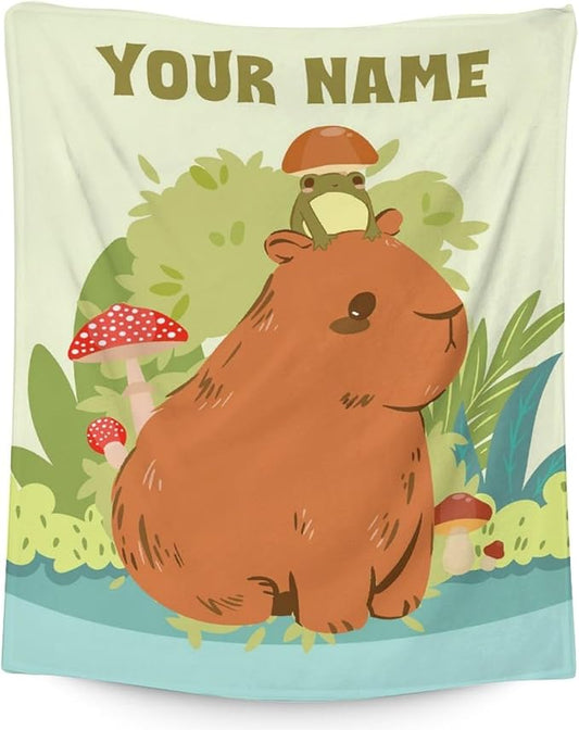 Personalized Blanket Gifts with Name - 60x50 Inches Cute Throw Blanket for Teens, Adults - Custom Light Green Soft Fuzzy Blankets for Bed, Couch & Travel