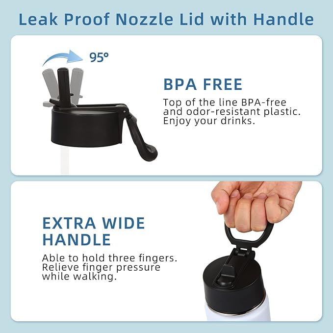 Volhoply 16 OZ Kids Water Bottle Bulk 2 Pack,Insulated Sports Bottles with Straw Lid,Stainless Steel Bottle with Handle Keep Cold & Hot,Double Wall Vacuum Tumbler Cups for School,Girls(White, 2)