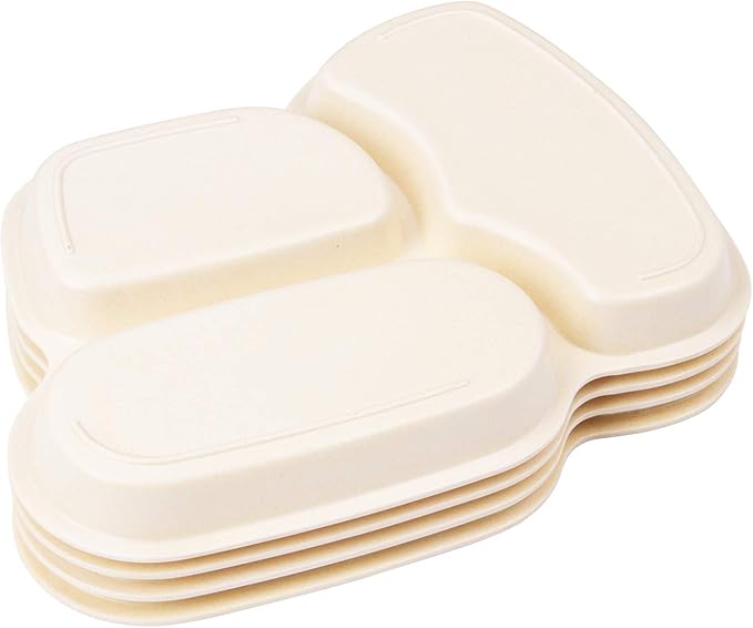 Kid Plate Set Bamboo Toddler Plates Dinnerware Dinner Dish Set Baby Feeding Spill Proof Divided Plate - Baby Spoon and fork 3-Piece Set for Kids and Toddlers Teaches Child Portion Control