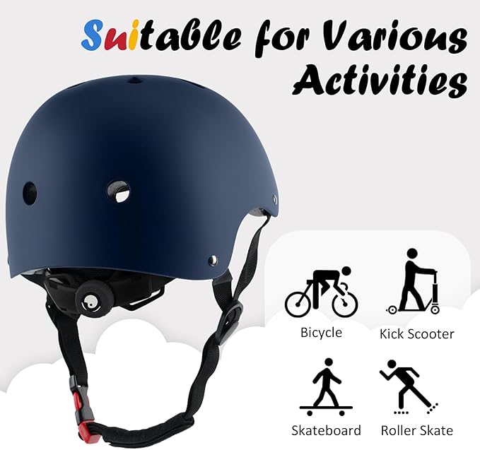 Kids Bike Helmet, Adjustable and Multi-Sport, from Toddler to Youth, 3 Sizes
