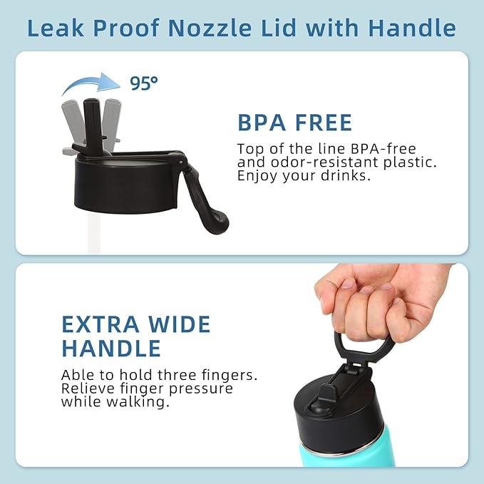 Volhoply 16 OZ Kids Water Bottle Bulk 2 Pack,Insulated Sports Bottles with Straw Lid,Stainless Steel Bottle with Handle Keep Cold & Hot,Double Wall Vacuum Tumbler Cups for School(Green Blue, 2)