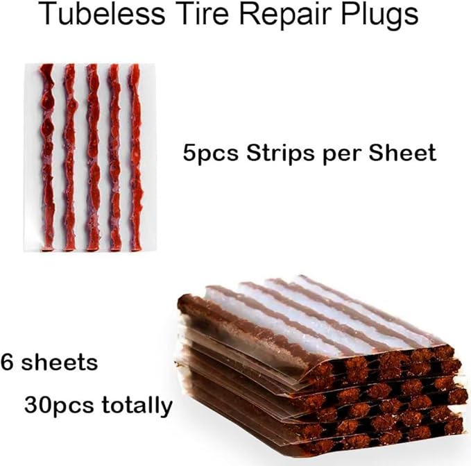 Tubeless Tire Repair Bacon Plugs Strips Refills Kit for Bike Tires- 30 Rope Plug Pack for Road & Mountain Bicycle Tires Repair