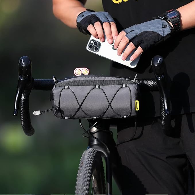 Rhinowalk Bike Handlebar Bag, Bicycle Front Bag Frame Storage Roll Bag Mountain Road Bikes Commuter Shoulder Bag Professional Cycling Accessories