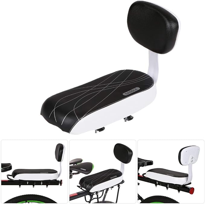 Lixada Bicycle Back Seat Cycling Bike Mountain Bike PU Leather Soft Cushion Rear Rack Seat with Back Rest