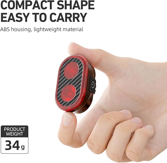 Bike Tail Light, Smart Brake Sensing Bicycle Rear, Main + Sub Light Auto On/Off, 4 x 5 Modes, Ultra Bright LED Back Lights, IPX6 Waterproof, USB Rechargeable, Cycling Safety Accessories