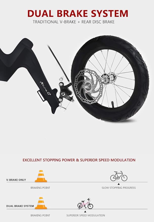 Nice C Training Wheel Bike, Kids Bike Boys Girls, BMX Mountain with Dual Disc Brake 12-14-16-18 inch