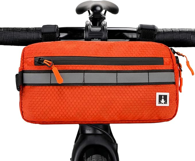 Waterproof Front Handlebar Bag for Kids' Bicycles, Converts to Crossbody Bag (Orange)