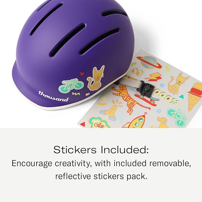 Thousand Kids Helmet – Free Reflective Sticker Pack to Customize, No Pinch Magnetic Buckle, Multi Sport Safety CSPC ASTM CE Certified – Jr Collection