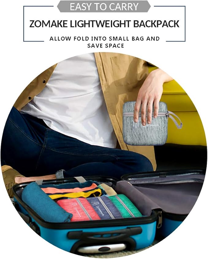 ZOMAKE 25L Ultra Lightweight Packable Backpack, Foldable Hiking Backpacks Water Resistant Small Folding Daypack for Travel(Silver Gray)