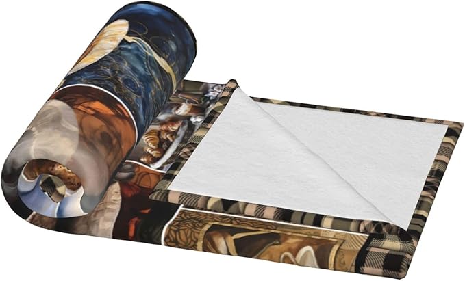 Vintage Coffee Blanket Drink Cup Lover Throw Blankets for Girls Boys Adult Women Men Plush Cozy Flannel Fleece Ultra Soft Fuzzy Party Blanket Gifts for Bed Couch Sofa 60"X50"