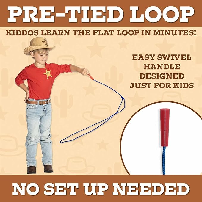 Children’s Cowboy Kiddie Trick Rope Lasso Pre-Tied | Ages 4-10 |