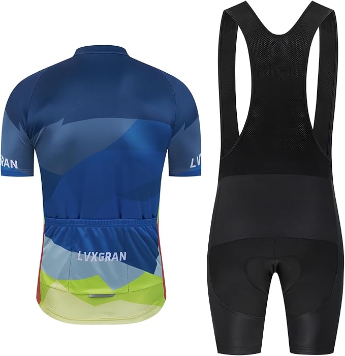 Men's Cycling Jersey Sets Road Bike Jersey Bibs + Shorts with 20D Gel Pad MTB Riding Clothing Kit