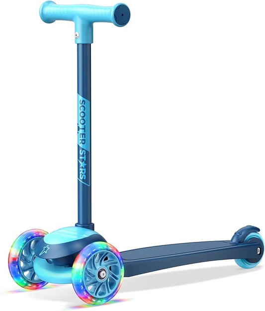 3 Wheel Scooter for Kids, Smooth Light Up LED Front Wheels, Wide Anti Slip Deck, Rear Foot Brake, Easy Lean to Steer Maneuvering, Indoor & Outdoor Ride On Toys for Ages 2 Up