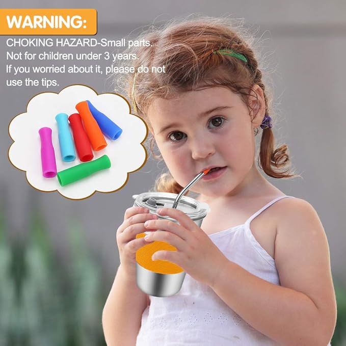 Stainless Steel Kids Cups, 6 Pack 12oz Leak Proof Kids Straw Cup Sippy Tumblers with Lid and Straw, Unbreakable Water Drinking Glasses, BPA-Free Metal Mug for Toddler Children Adult Indoor Outdoor