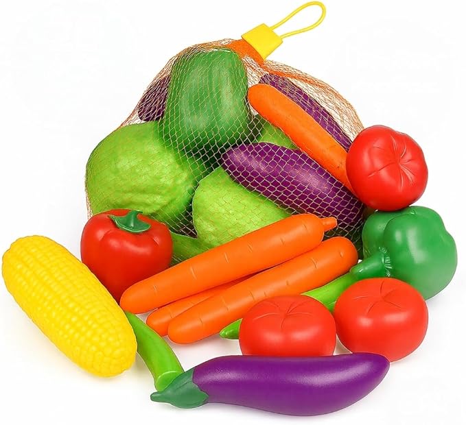 20 Pieces Play Vegetables Playset - Life-Sized Toy Food for Kids Kitchen, Healthy Farmer's Market Grocery Pretend Play Plastic Toy Set for Toddlers