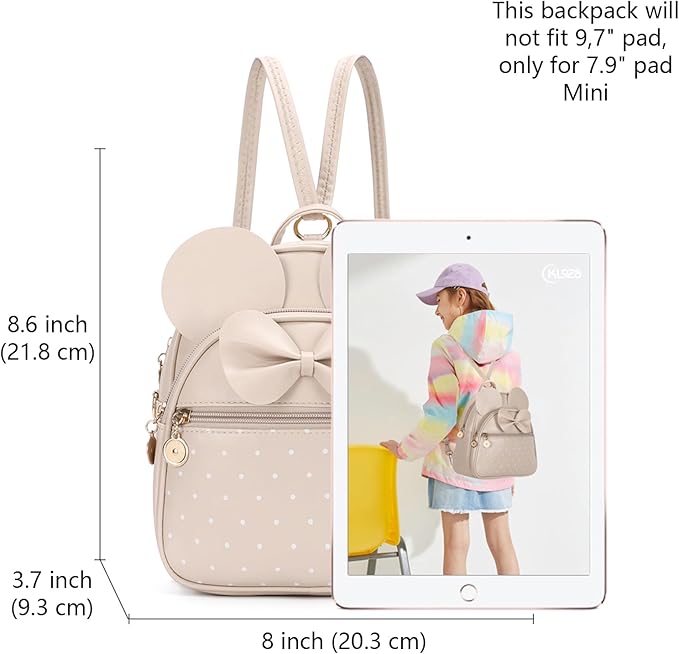 KL928 Girls Mini Backpack Bowknot Polka Dot Cute Small Daypacks Convertible Shoulder Bag Purse for Women