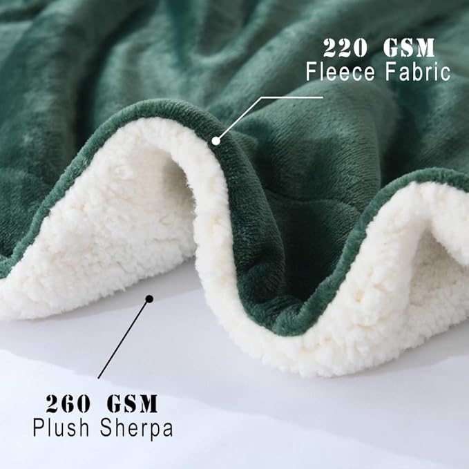 NANPIPER Throw Blanket Reversible Sherpa Flannel Blanket Super Soft Fuzzy Plush Fleece Microfiber for Bed/Couch(60"x80",Olive Green)
