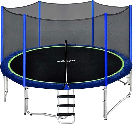 Zupapa No-Gap Design 16 15 14 12 10FT Trampoline with Safety Enclosure Net and Non-Slip Ladder 10-Year Quality Assurance Perfect for Kids Family Outdoor Backyard Fun