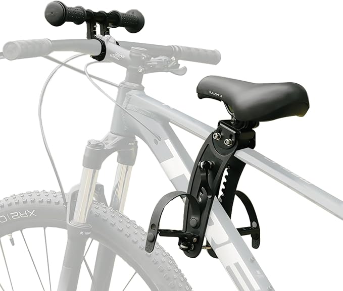 Kid Bike Seat Front Mounted and Handlebar for Mountain Bike Parent-Child Cycling, Child Bicycle Seat&Child Handlebar for All Adult MTB Bike Cycling(Foldable/Not Foldable Pedals)