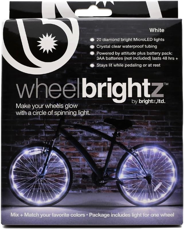 Brightz WheelBrightz LED Bike Wheel Lights - 2025 Edition with Superior Straps & LED-Weatherproof Shield! 14 Colors - Unmatched Durability, Visibility & 48+ Hours of Dazzling Illumination