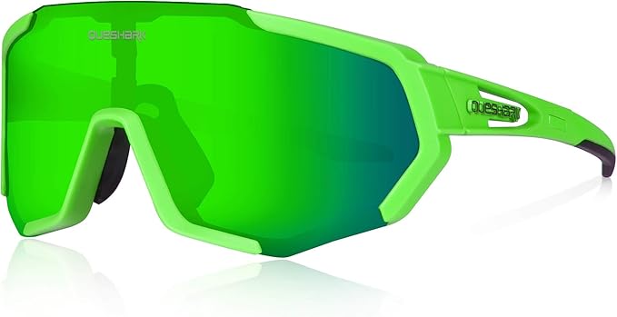 Queshark Cycling Glasses, Sports Sunglasses for Men Women, 1 Polarized 2 HD Lens, Polarized Sunglasses for Cycling Running