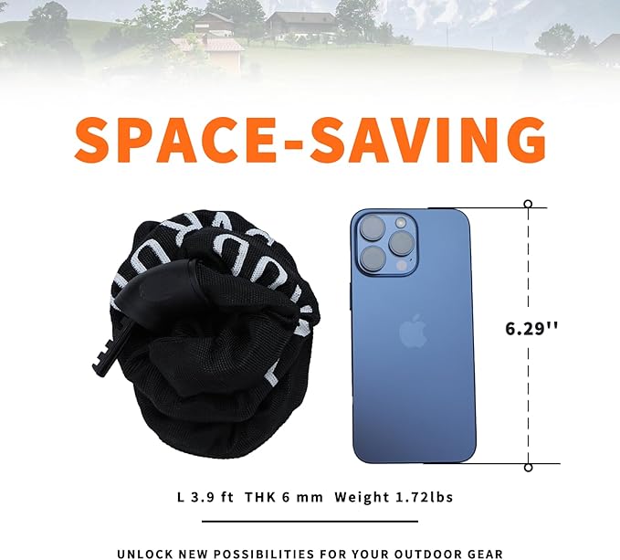 Bike Chain Lock, 5 Digit Combination Heavy Duty Anti Theft 3.9Ft Bicycle Chain Lock,6mm Thick High Hardness keyless Bike Lock for Bike,Scooter,Motorcycle,Door, Gate