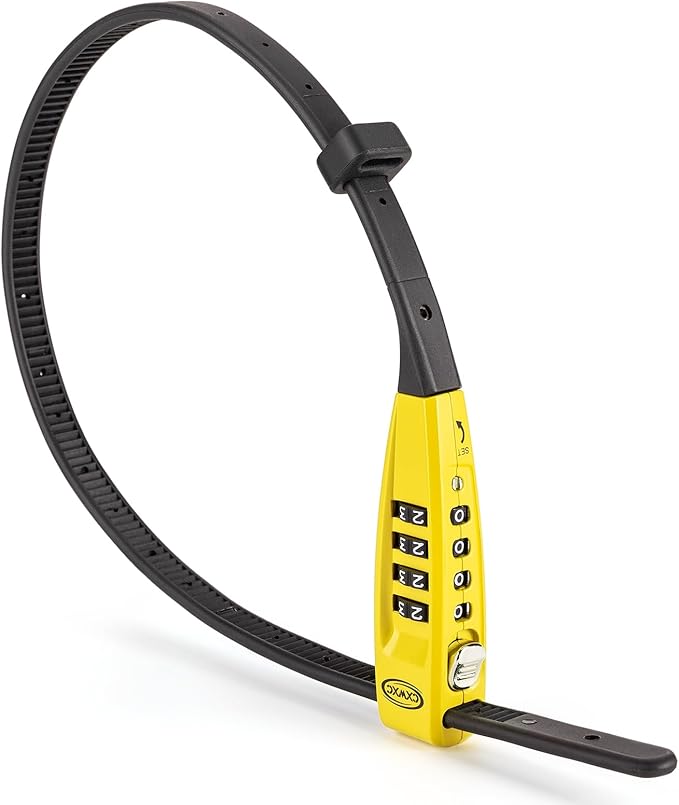 CXWXC Zip Tie Lock - 4-Digit Combo Cable Locks for Bike Motorcycle Helmet, Skateboard, Skis, Snowboard, Stroller & Cabinet - Ideal for Lightweight Security (Yellow, 45CM)