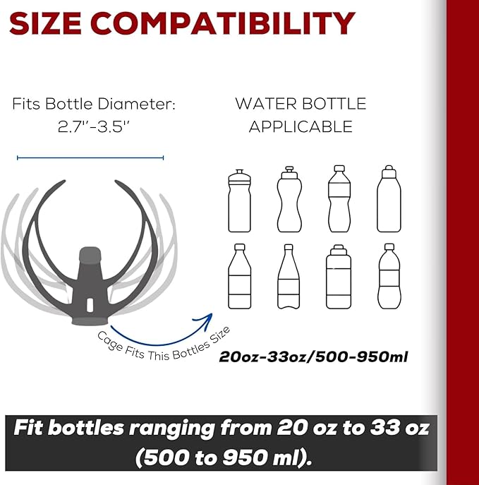 Bike Water Bottle Holder Bicycle Cage for Mountain Road MTB Gravel Adult Bikes Cycling Universal Carrier Rack 2 Pack Aluminum Alloy Ultralight Kettle Drink Accessories Red Black