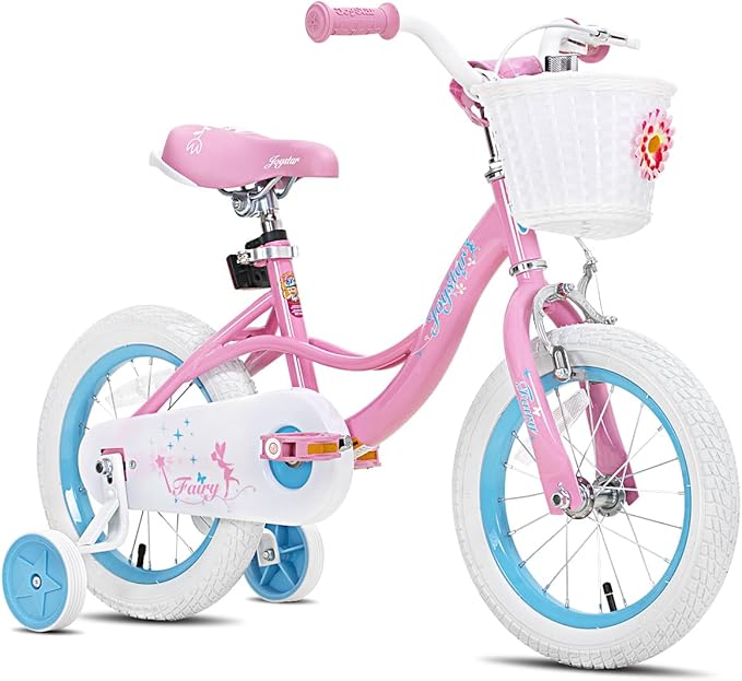 JOYSTAR Fairy Girls Bike for Toddlers and Kids Ages 2-8 Years Old, 12 14 16 18 Inch Kids Bike with Training Wheels, Handbrake and Basket, Toddler Girl Bike, Children Bicycle