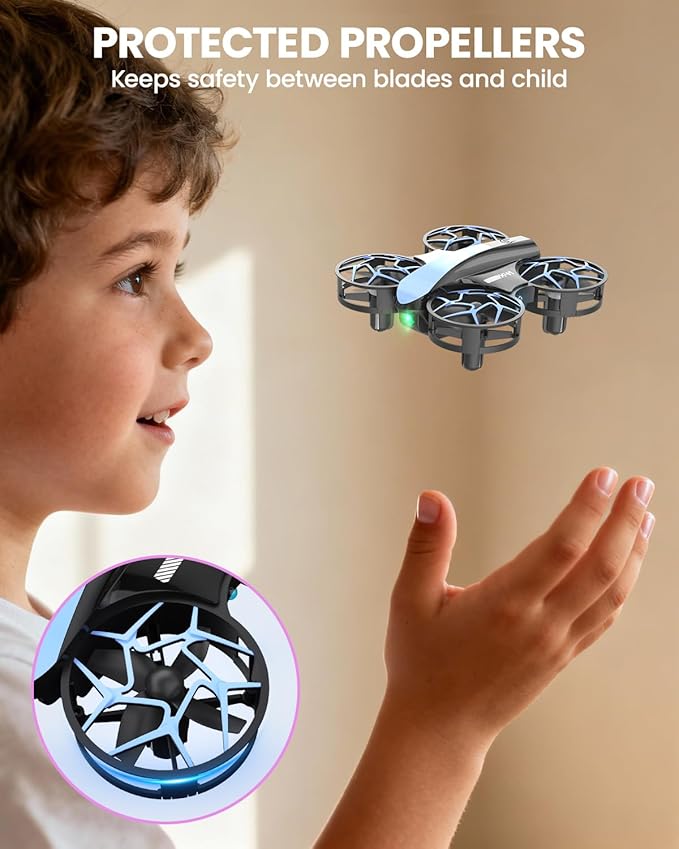 SIMREX Mini Drone for Kids & Beginners, RC Quadcopter with Altitude Hold, 3 Speed Modes, One Key Takeoff/Landing, Headless Mode, Cool LED Lights, Stunt Flip, Ideal Christmas Birthday Gift Toy(Blue)