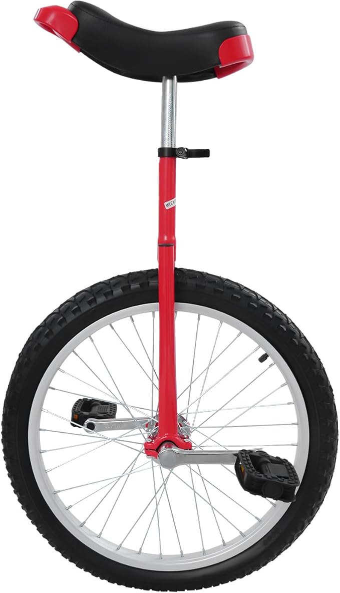 20 Inch Unicycle for Balance Training Outdoor Fitness with Adjustable Seat and Anti-Skid Tread
