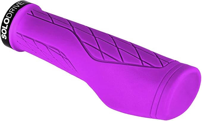 SOLODRIVE Ergonomic Design Mountain Bike Grips, Comfortable Bicycle Handlebar Grips, Single Lock-on and Non-Slip MTB Handle, Fit MTB, E-Bike, Hybrid, Scooter