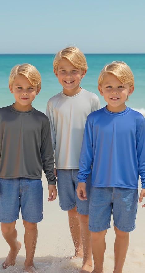 INGEAR Boys' Rash Guard UPF 50+ Swim Shirt - Lightweight, Quick-Dry, Durable Sun Protection for Swimming, Sizes XS-XL