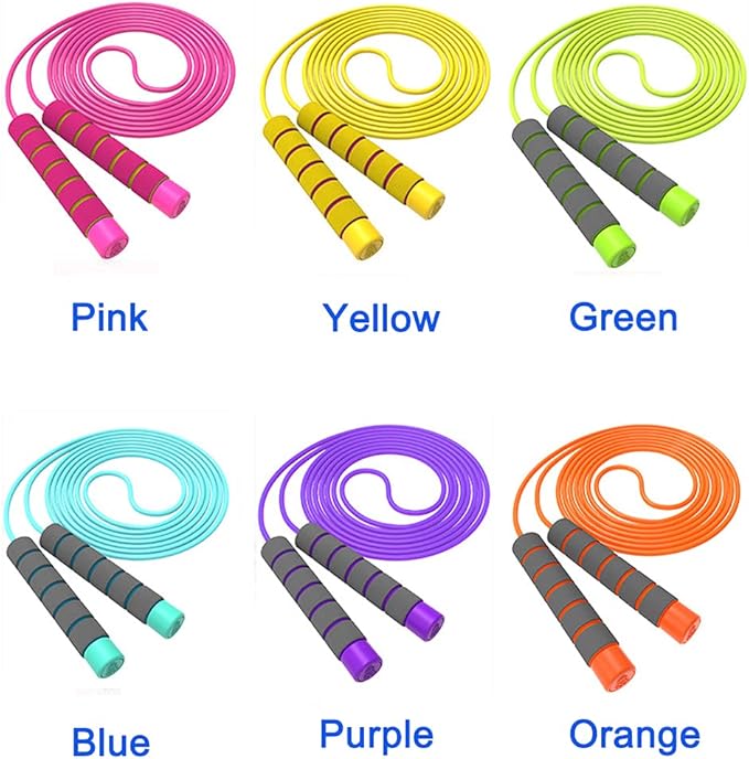 Adjustable Jump Ropes for Kids - Colorful Skipping Ropes with Soft Foam Handles - Ideal for Outdoor & Indoor Play, Fun Games Activity, Fitness, Exercise and Party Favors