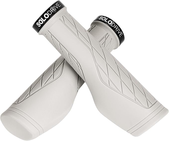 SOLODRIVE Ergonomic Design Mountain Bike Grips, Comfortable Bicycle Handlebar Grips, Single Lock-on and Non-Slip MTB Handle, Fit MTB, E-Bike, Hybrid, Scooter