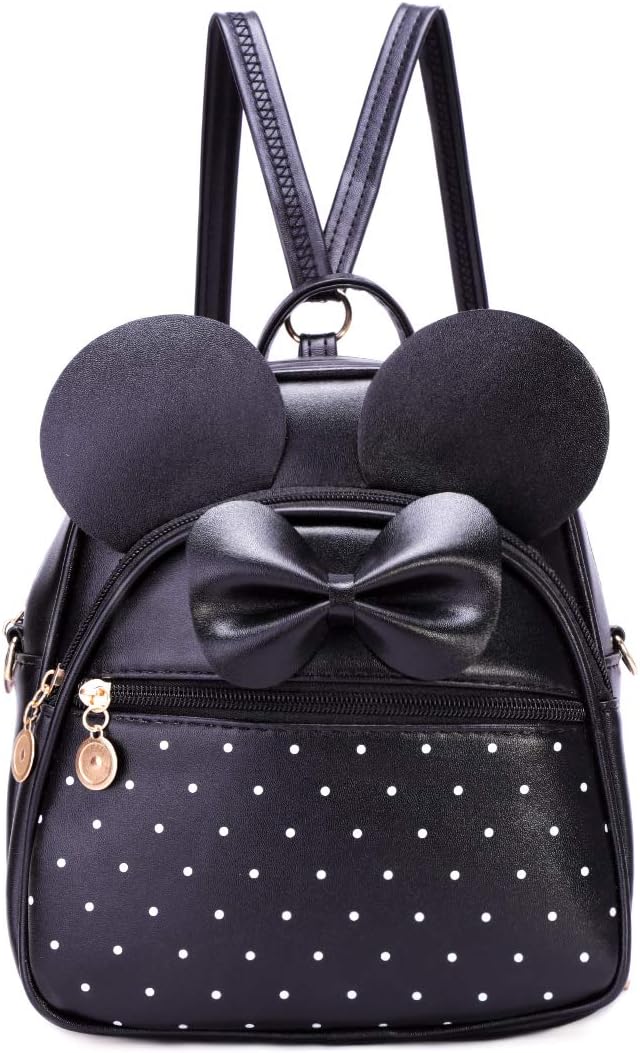 KL928 Girls Mini Backpack Bowknot Polka Dot Cute Small Daypacks Convertible Shoulder Bag Purse for Women