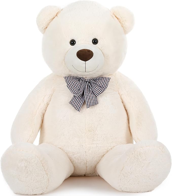 MaoGoLan Giant White Teddy Bear Stuffed Animal 5 Feet,Soft Cuddly Smiling Face Big Teddy Bear Plush Gift for Boyfriend Girlfriend