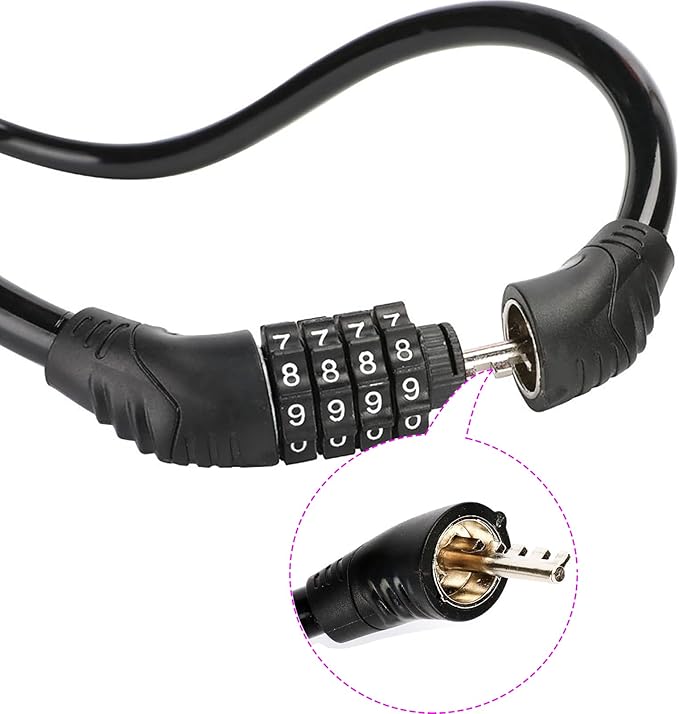 2 PACK Bike Locks Cable,Anti Theft Bicycle Lock Chain,4 Digit Security Resettable Bike Combination Lock Self Coiling Combination Cable Combo Bike Locks Without Mounting Bracket,2 Feetx1/2 Inch (Black)